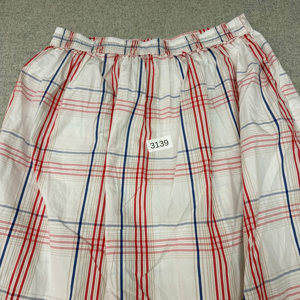 Free Assembly | Button Front Plaid Midi Skirt | XL | White Red Blue | Pockets - Picture 8 of 9